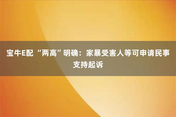 宝牛E配 “两高”明确:家暴受害人等可申请民事支持起诉